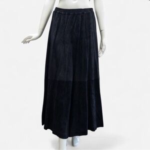 Eskandar Suede Black Maxi Skirt, Elastic Waistband, Neiman Marcus, Size ~1-5